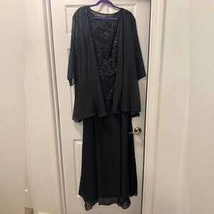 Elegant Black Evening Gown with Sheer Overlay